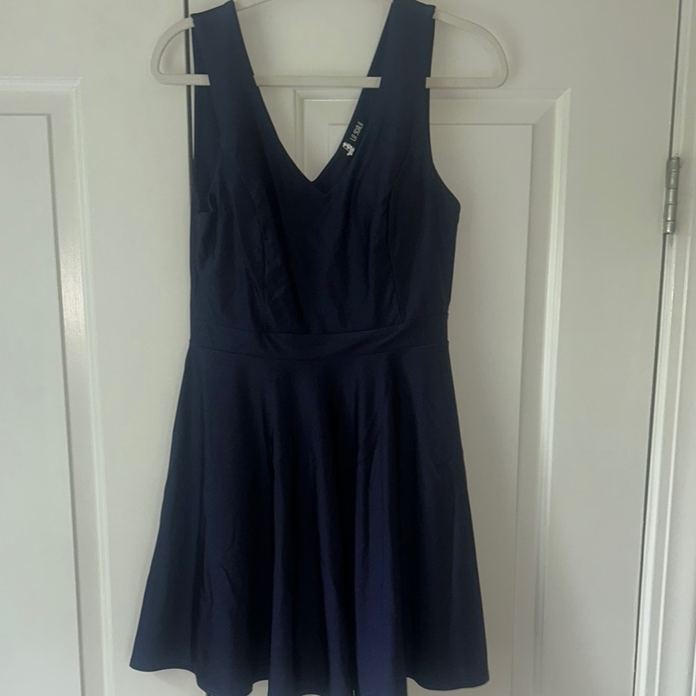 Navy Blue A-Line V-Neck Dress for Weddings